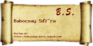 Babocsay Sára névjegykártya